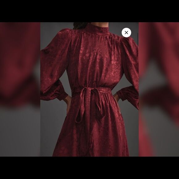 Anthropologie - Jacquard Mini Dress - wine - Picture 6 of 8